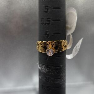 Elegant Gold Ring with Crystal Accent Size 6.5 Or 17